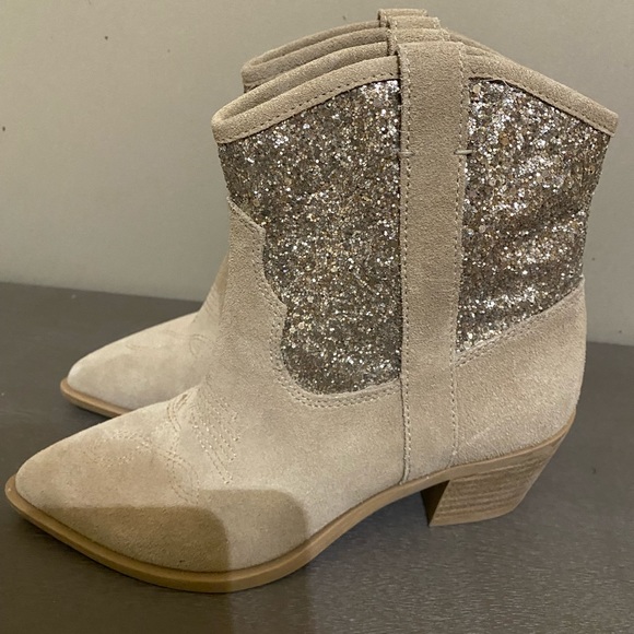 DOLCE VITA Shreya Glitter Suede Cowboy Boots - Picture 3 of 4